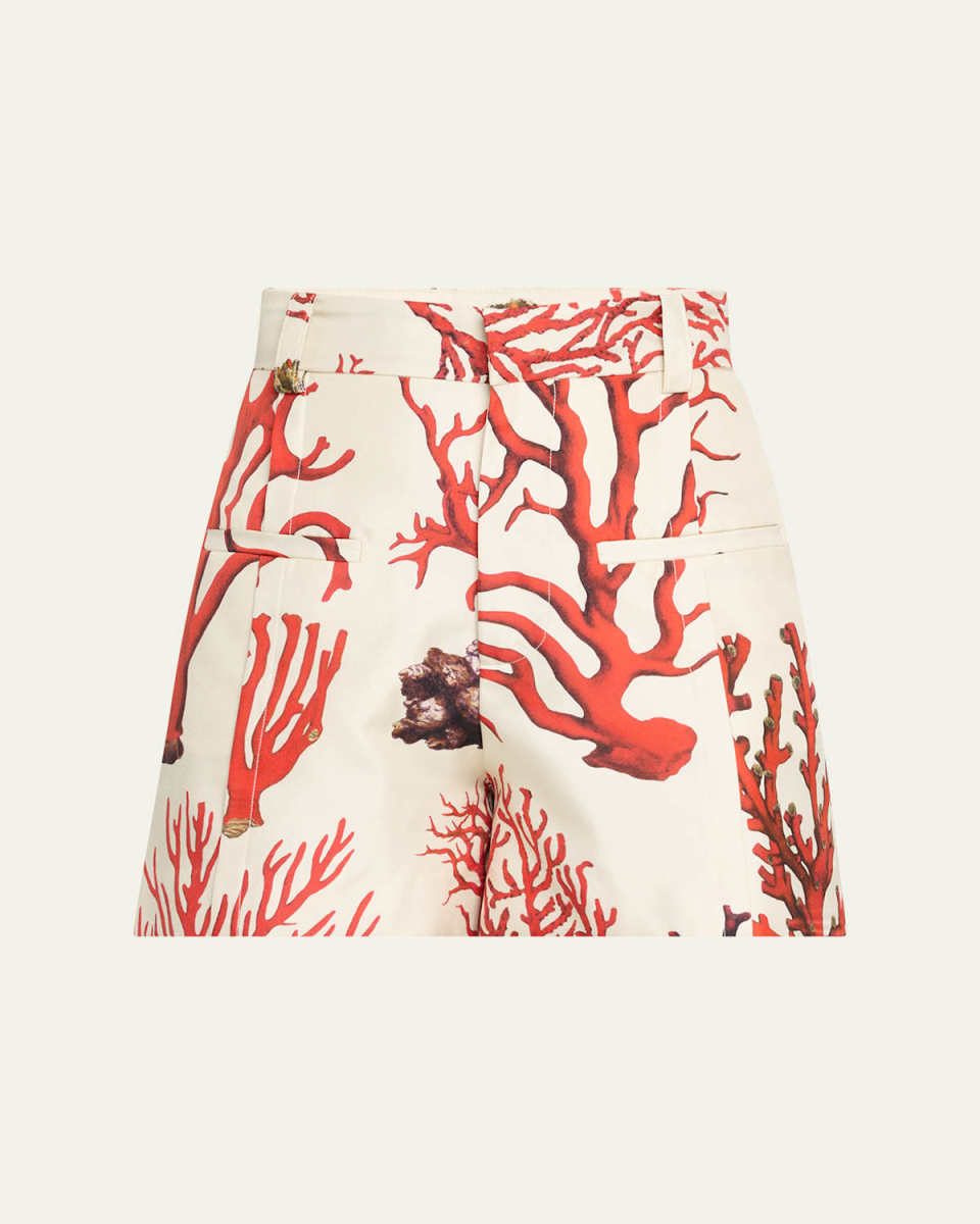 Venetian Coral High-Rise Silk Shorts